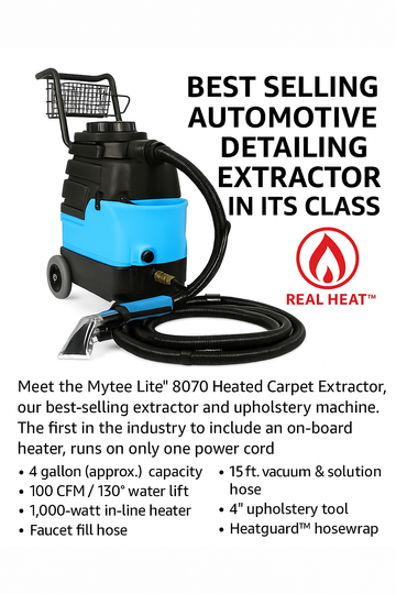 Mytee 8070 Cleaning Bundle Heated Carpet Extractor & Auto Detailer w/ 15' Hose & 4" Tool - 4 Gallons + FREE RMC 1 Gallon DeFoam IT